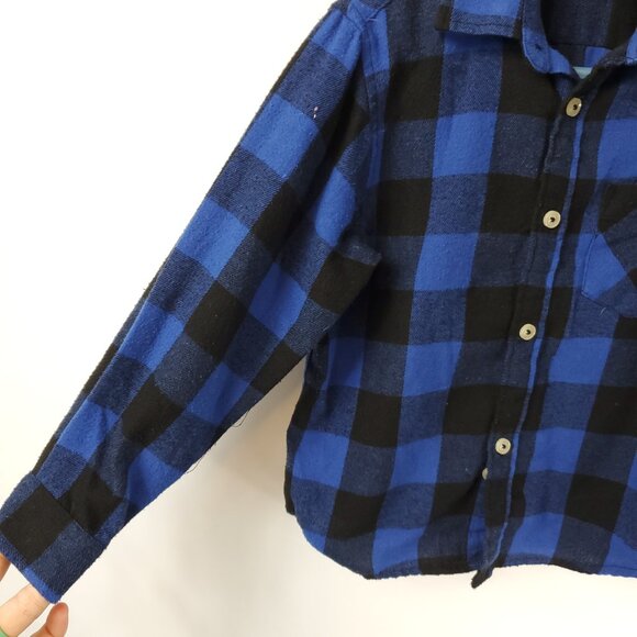 Design in Italy Luxury Boys Blue/Black Plaid Long Slv Button Up Sz 4-5T - Picture 3 of 11